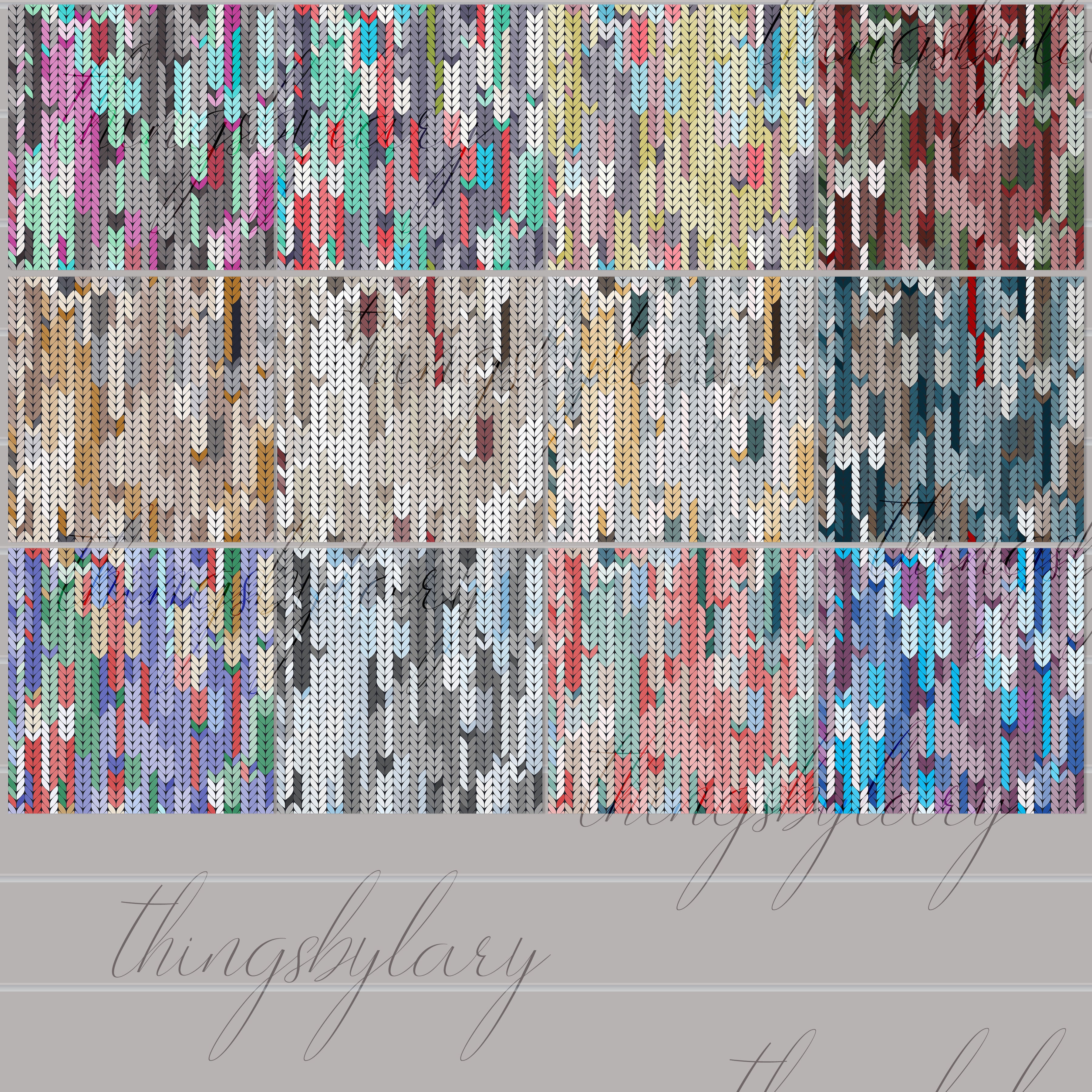 24 Seamless Ombre Gradient Knitting Pattern Digital Papers