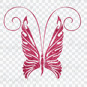 30 Pink Foil and Glitter Flying Butterfly PNG Isolated Images