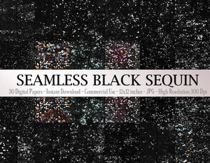 30 Seamless Black Sequin Digital Papers