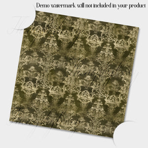 30 Seamless Vintage Olive Faded Damask Digtal Papers
