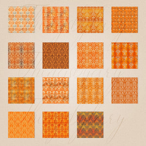 30 Seamless Vintage Orange Halloween Faded Embossed Damask Digtal Papers