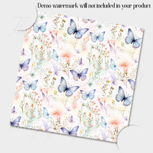 30 Seamless Watercolor Butterflies and Flowers Vol 2 Digital Papers