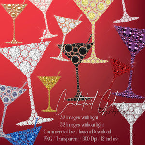 32 Diamond Pearl Gemstone Martini Cocktail Glass PNG Images