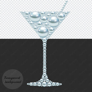 32 Diamond Pearl Gemstone Martini Cocktail Glass PNG Images