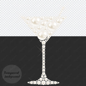 32 Diamond Pearl Gemstone Martini Cocktail Glass PNG Images