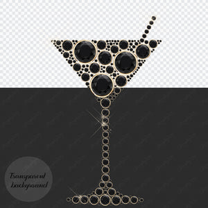 32 Diamond Pearl Gemstone Martini Cocktail Glass PNG Images