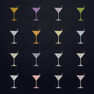 32 Diamond Pearl Gemstone Martini Cocktail Glass PNG Images