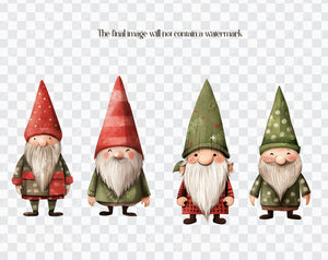 36 Christmas Gnomes Green Red Theme PNG Clip Arts