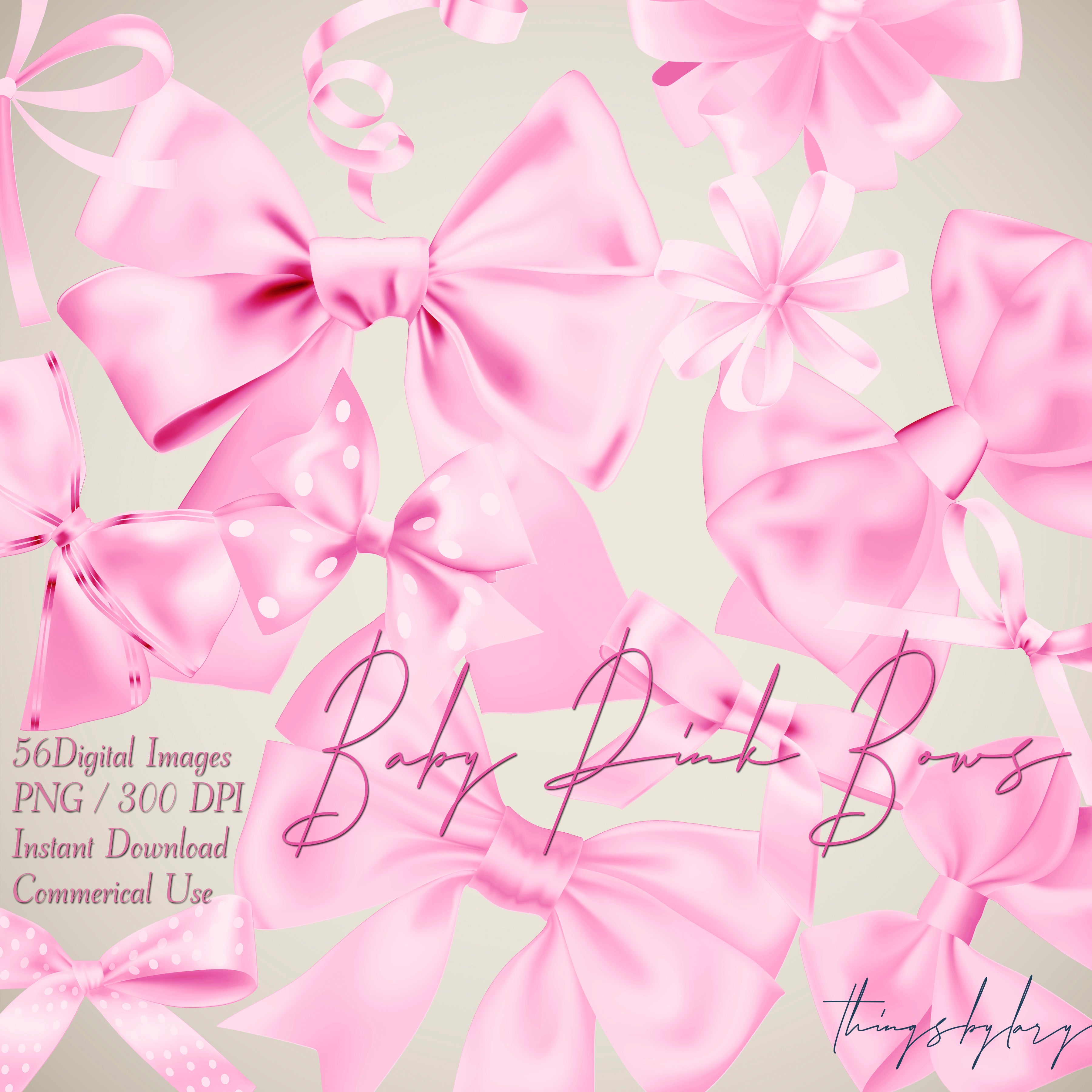 56 Baby Pink Bows and Ribbons Digital Images