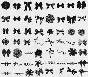 56 Black Satin Bows and Ribbons Digital Images