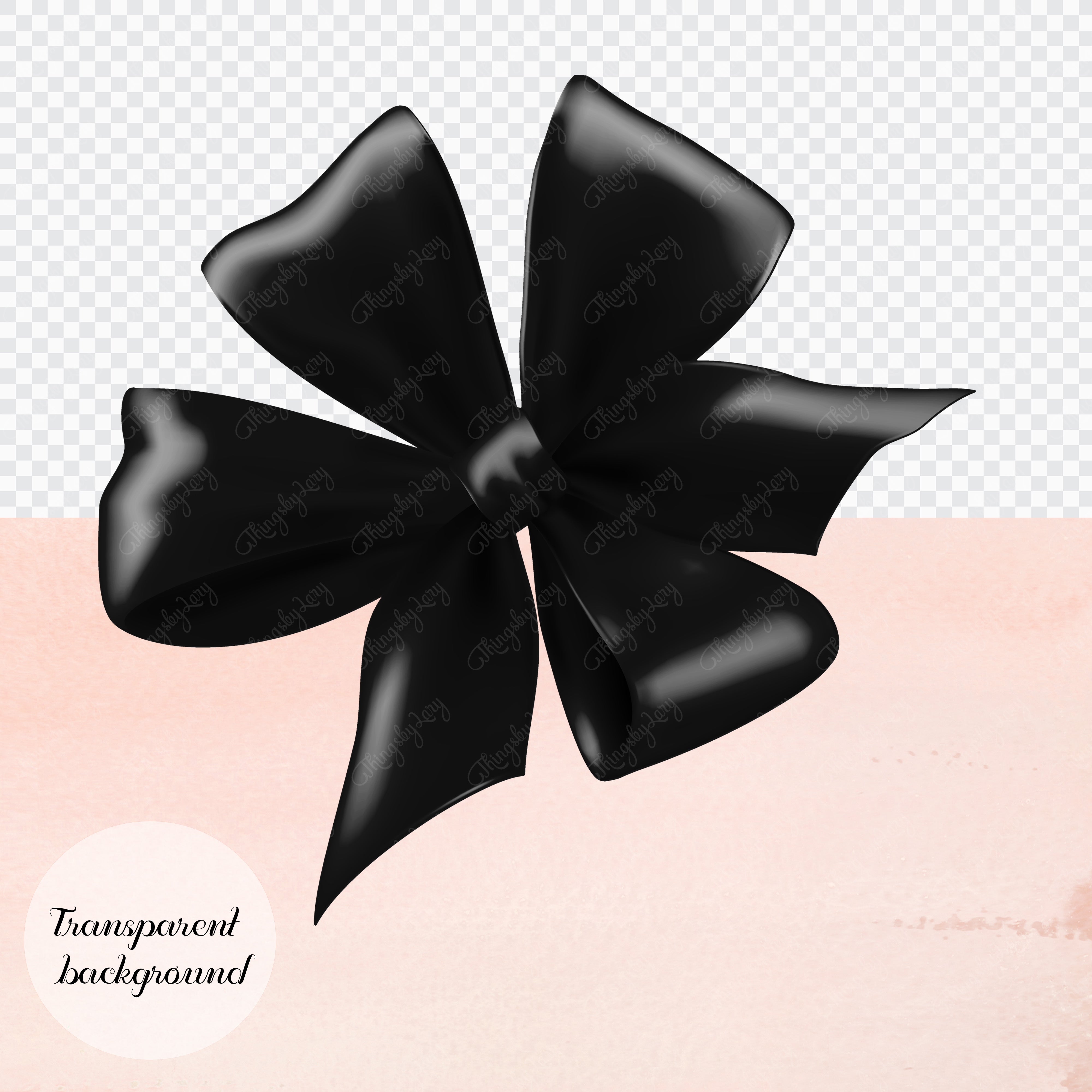 56 Black Satin Bows and Ribbons Digital Images
