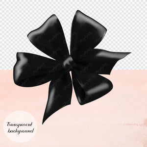 56 Black Satin Bows and Ribbons Digital Images