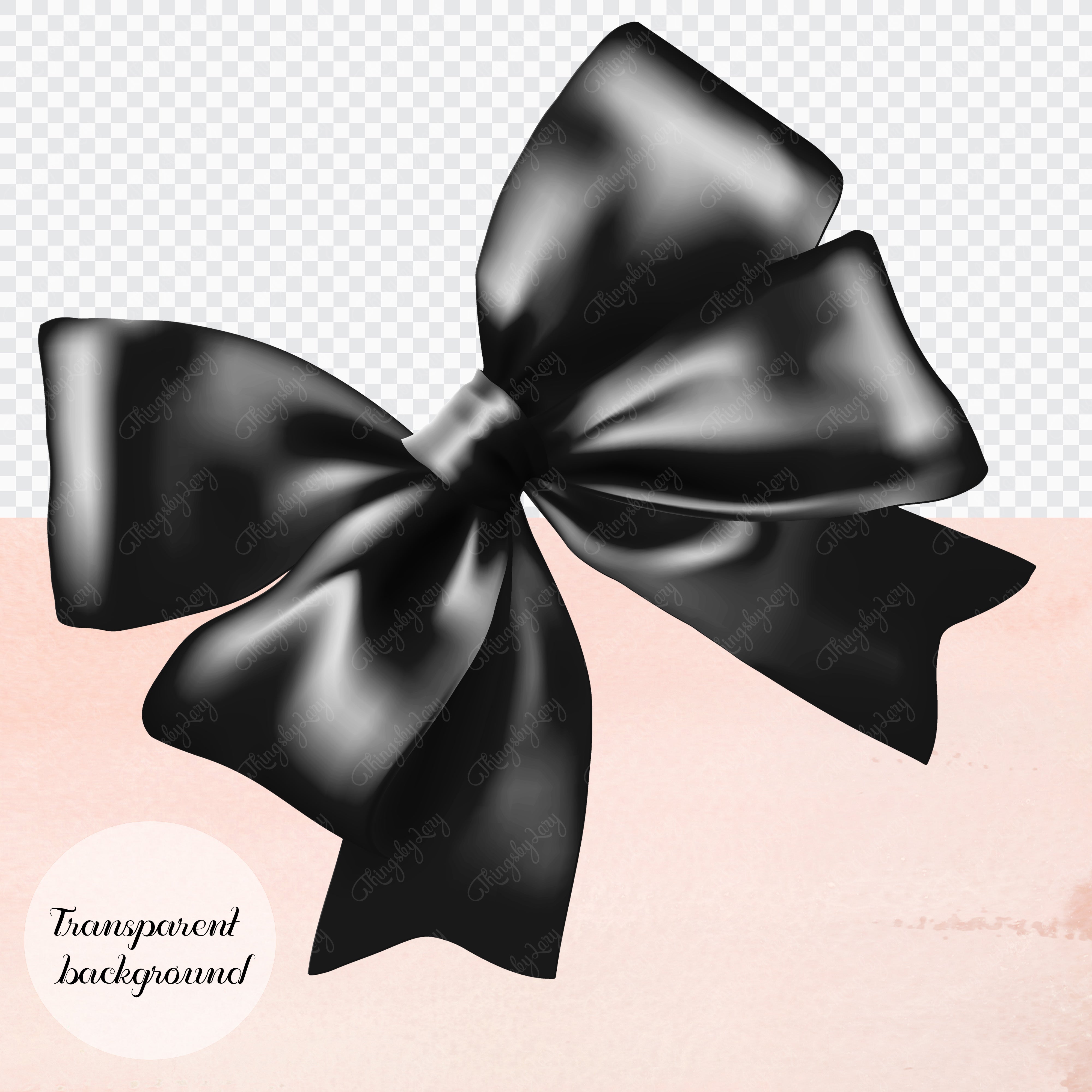 56 Black Satin Bows and Ribbons Digital Images
