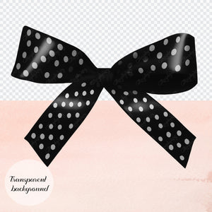 56 Black Satin Bows and Ribbons Digital Images
