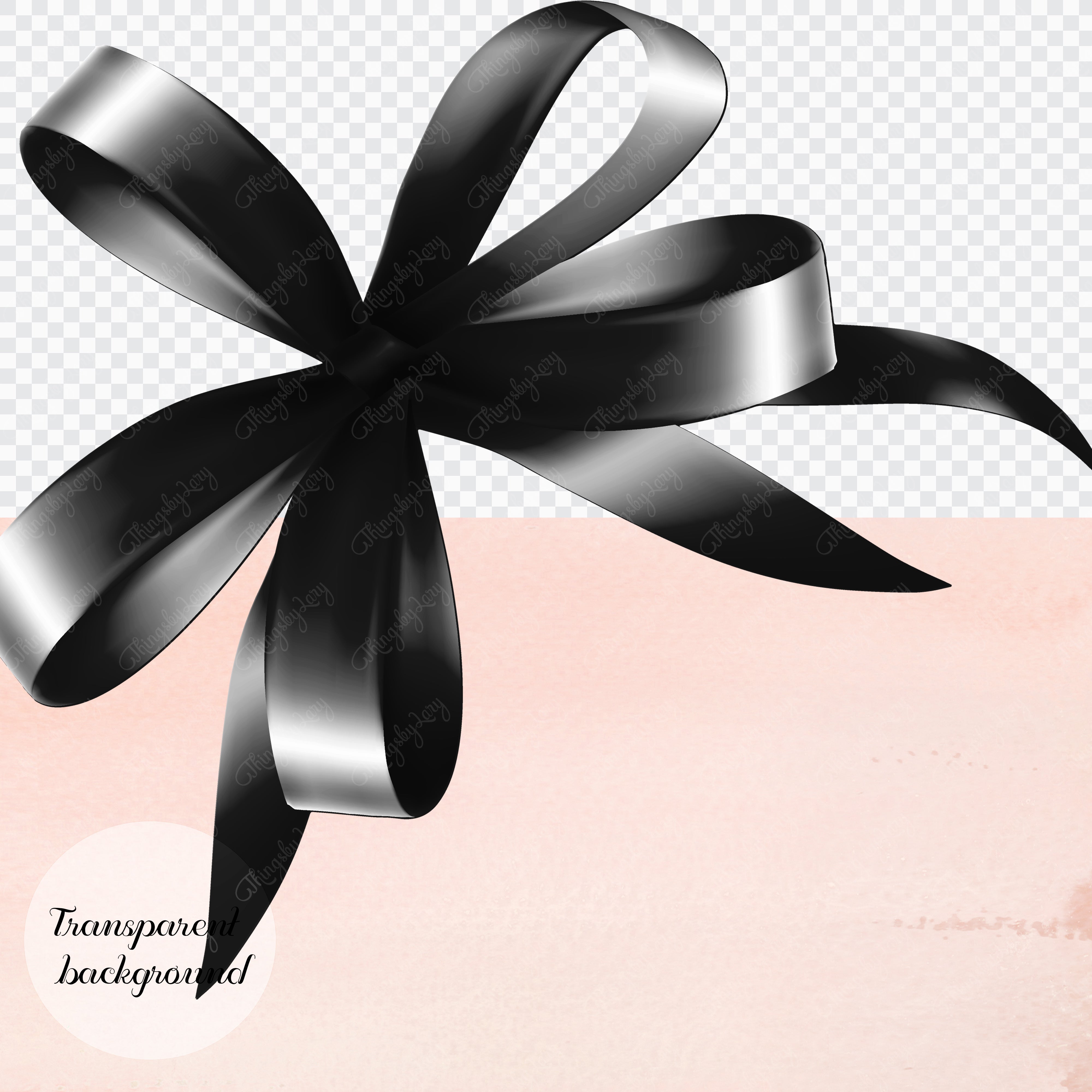 56 Black Satin Bows and Ribbons Digital Images
