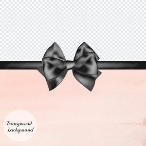 56 Black Satin Bows and Ribbons Digital Images