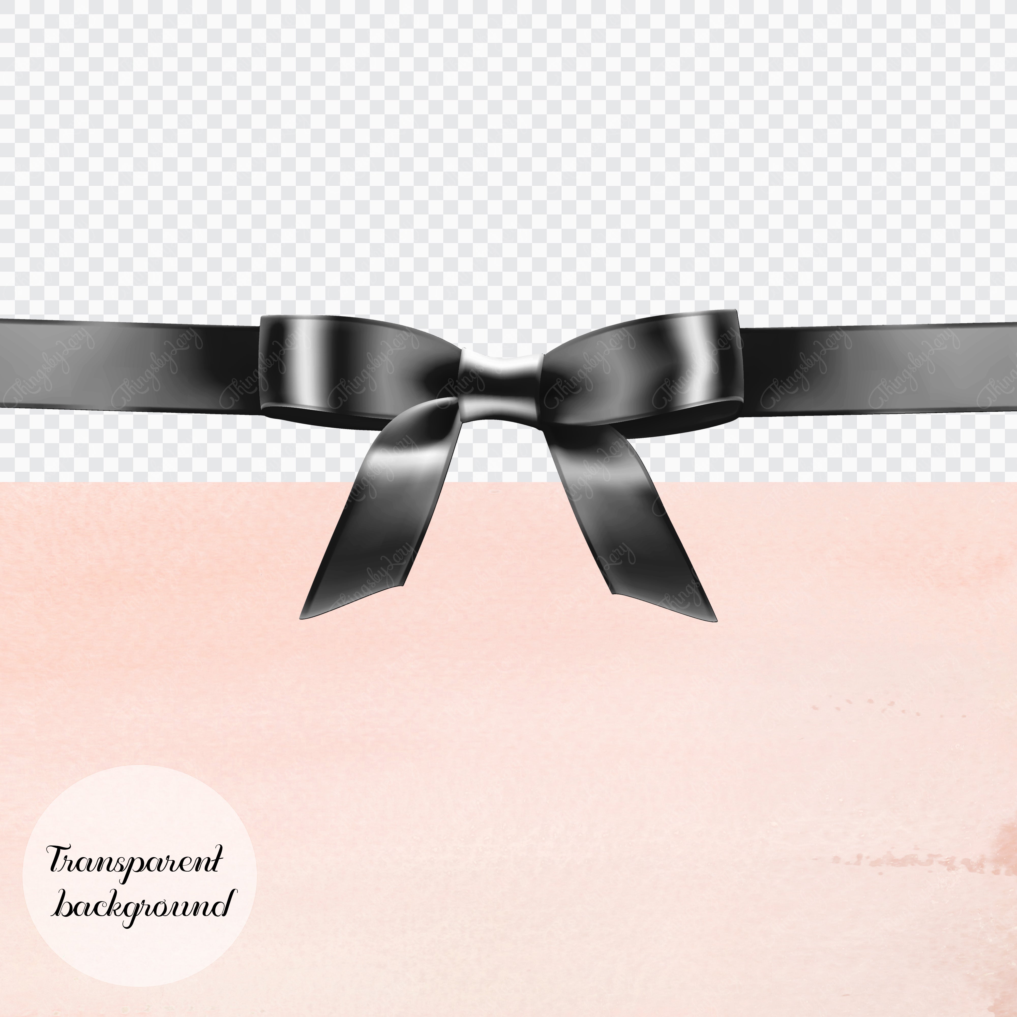 56 Black Satin Bows and Ribbons Digital Images