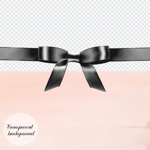 56 Black Satin Bows and Ribbons Digital Images