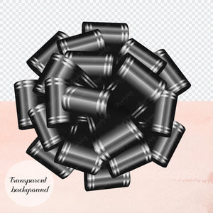 56 Black Satin Bows and Ribbons Digital Images