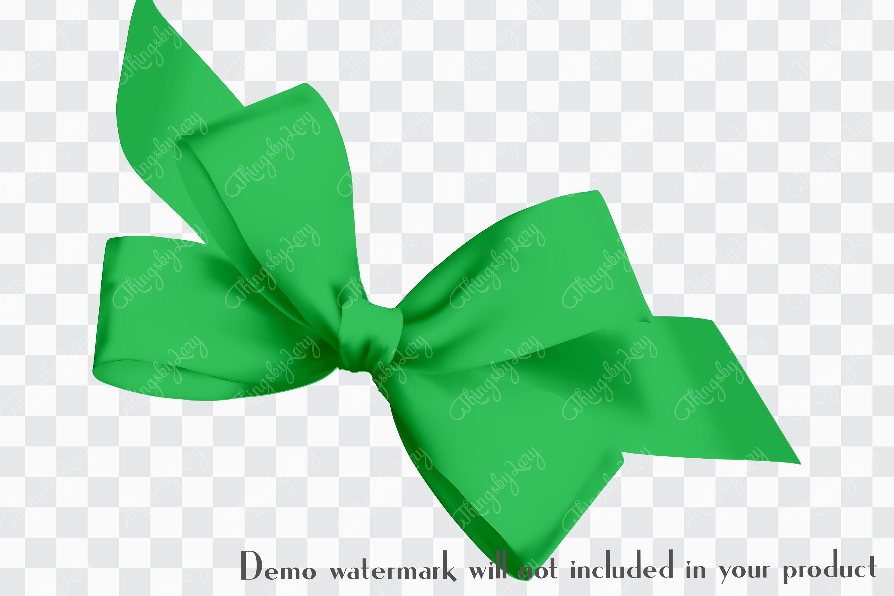 56 Green Satin Bows and Ribbons Digital Images