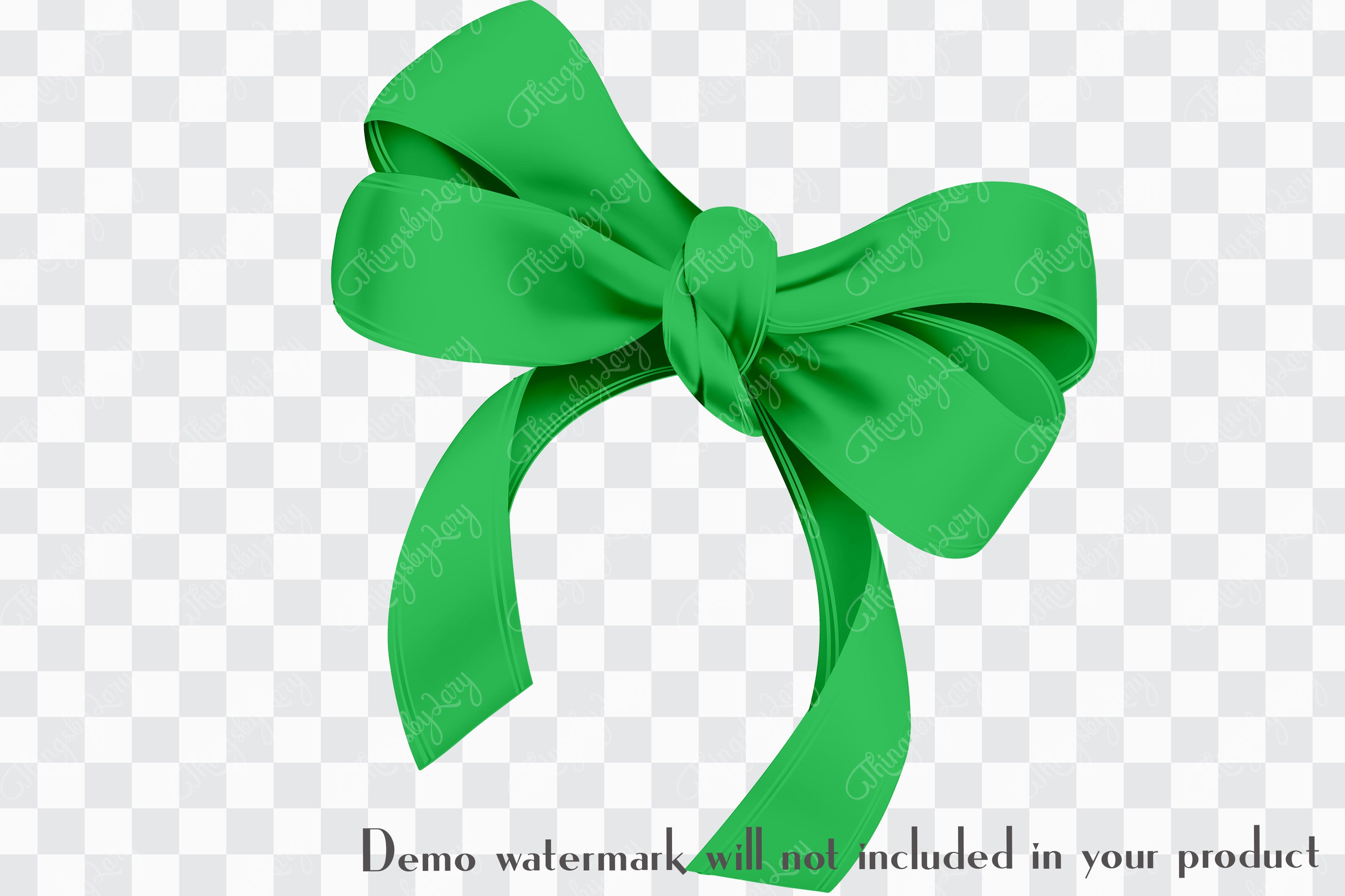 56 Green Satin Bows and Ribbons Digital Images