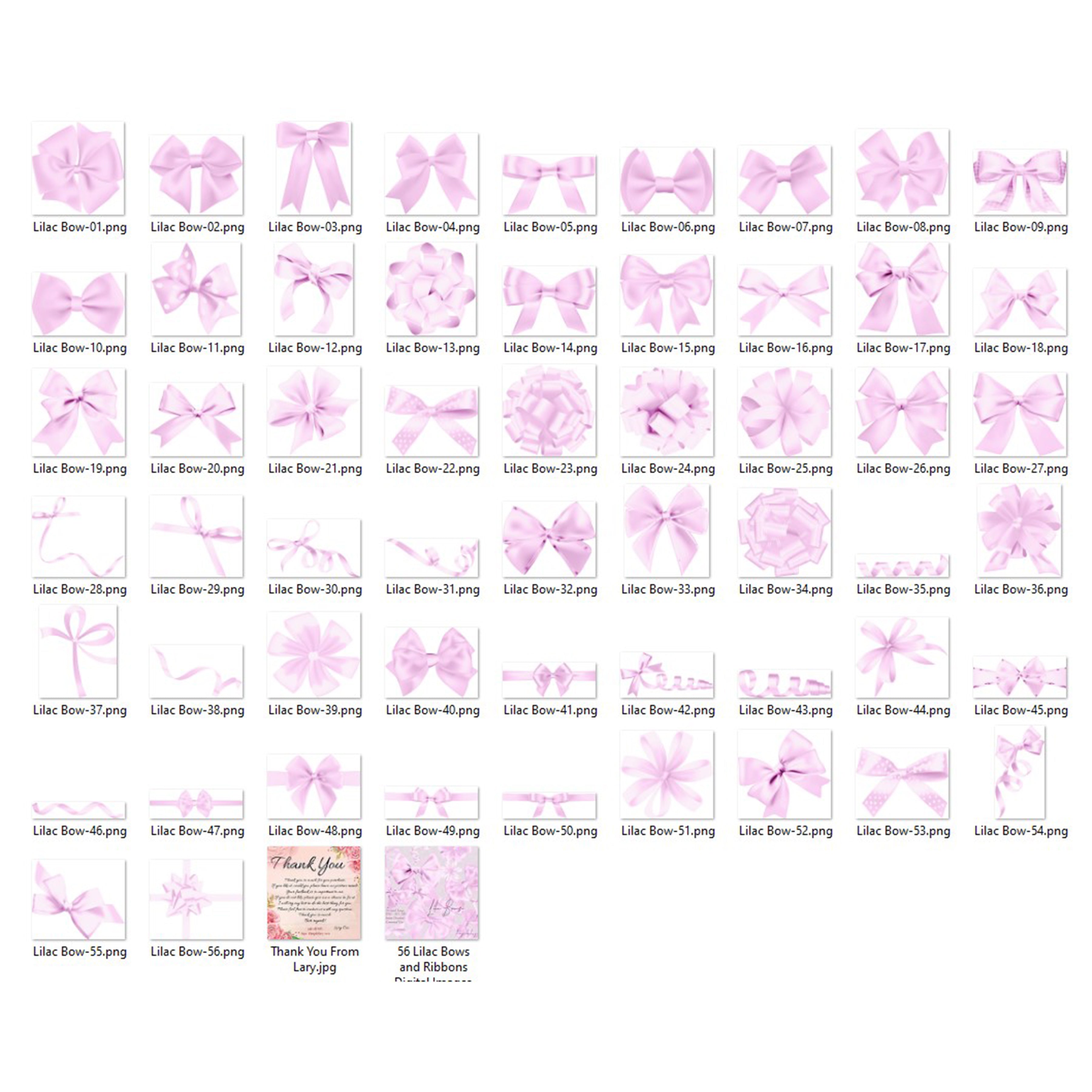56 Lilac Bows and Ribbons Digital Images