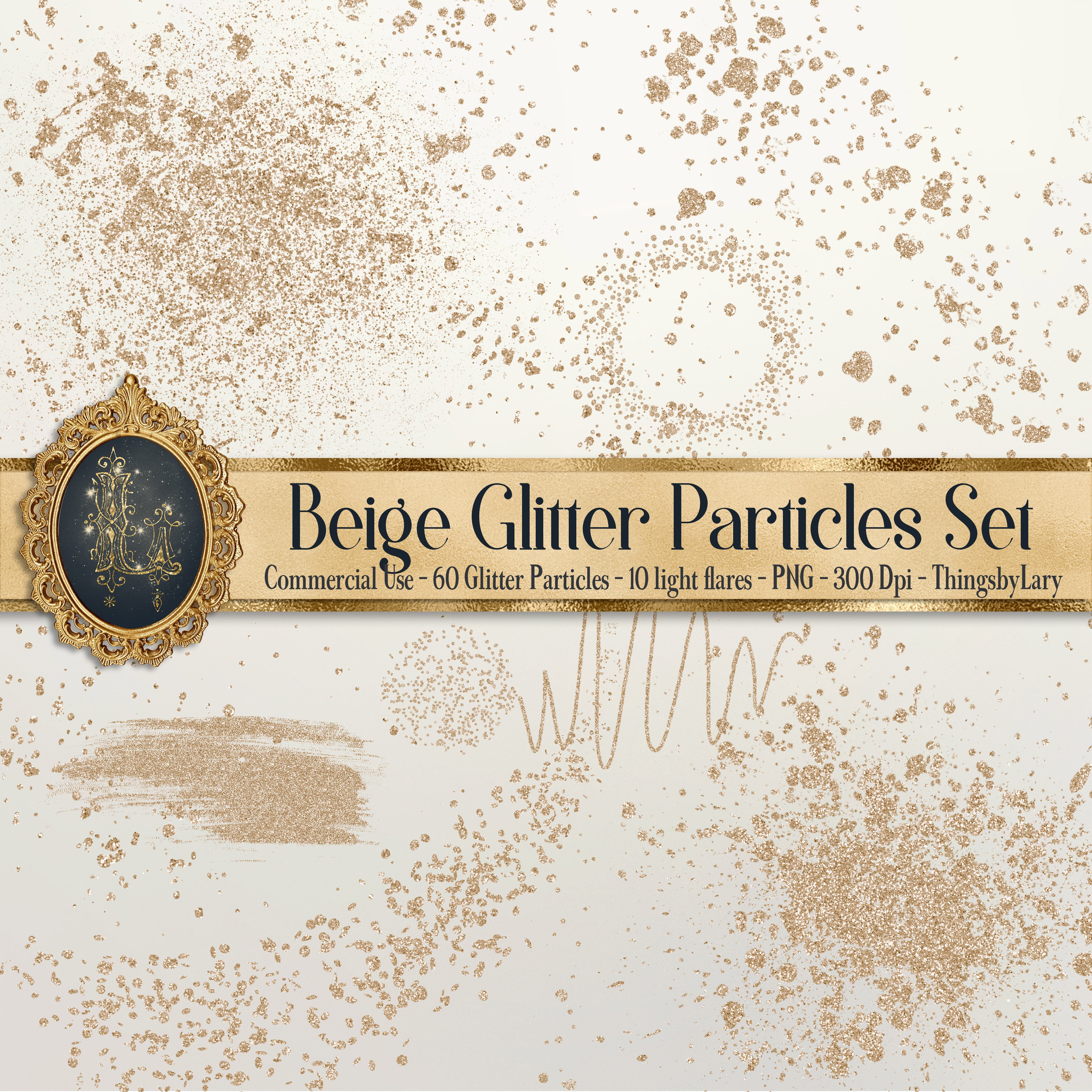 70 Beige Glitter Particles Set PNG Overlay Images