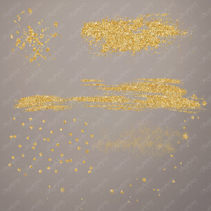 70 Gold Glitter Particles Set PNG Overlay Images