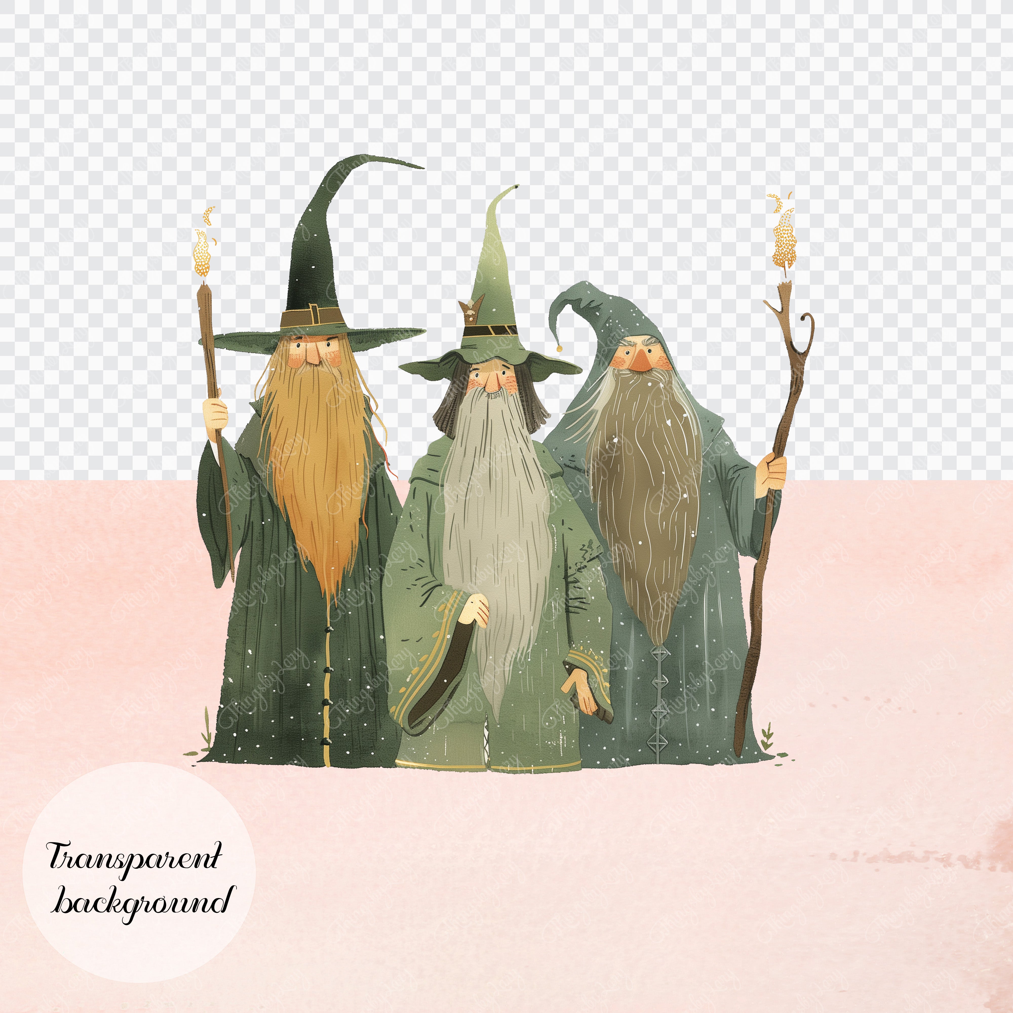 80 Watercolor Fantasy Witch PNG Clip Arts