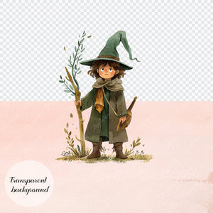 80 Watercolor Fantasy Witch PNG Clip Arts