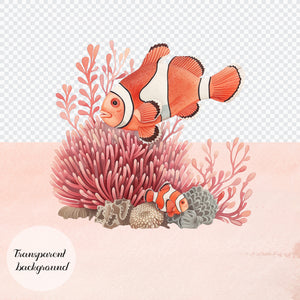 80 Watercolor Sea Ocean Underwater PNG Clip Arts