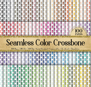 100 Seamless Color Crosses Bones with Skull Digital Papers