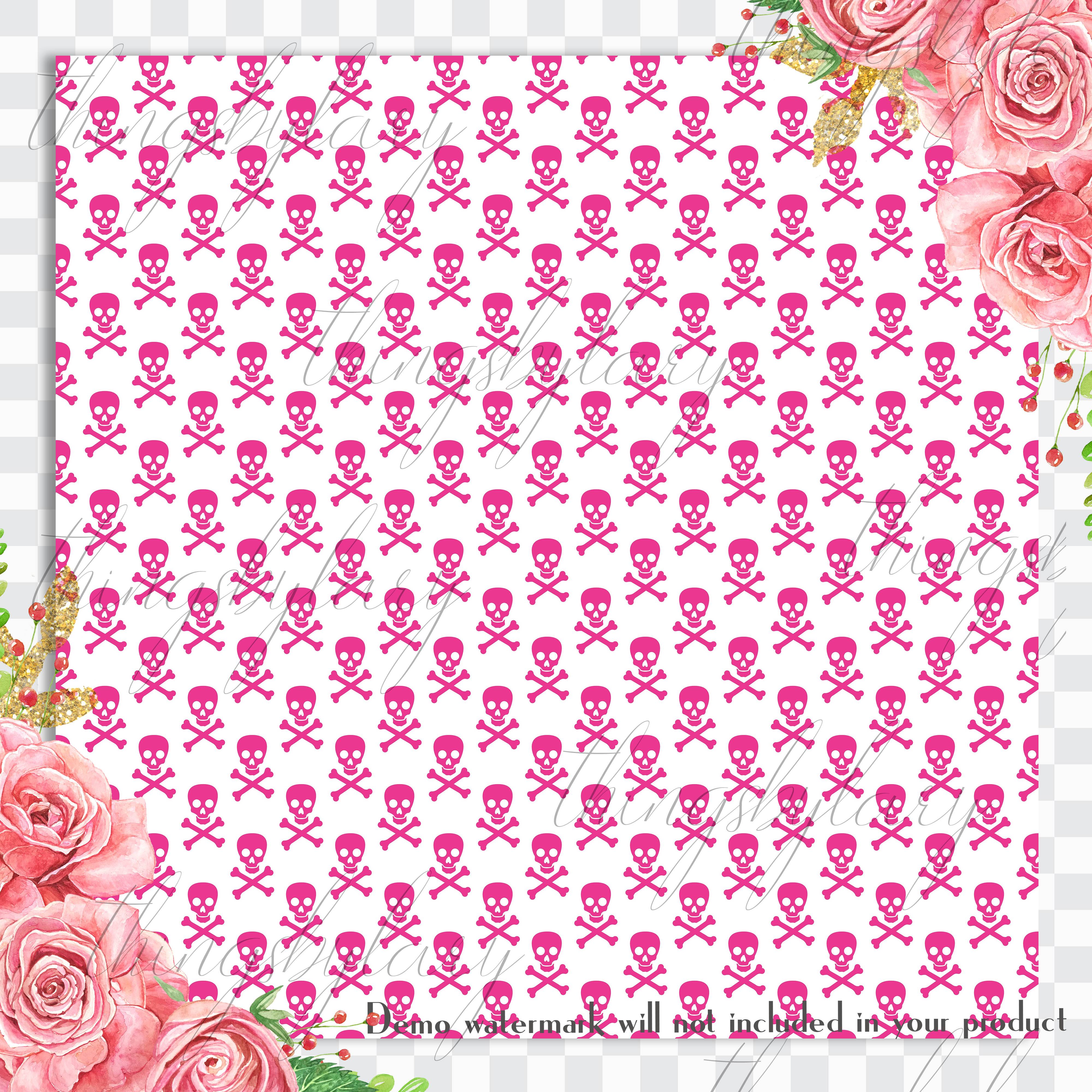 100 Seamless Color Crosses Bones with Skull Digital Papers