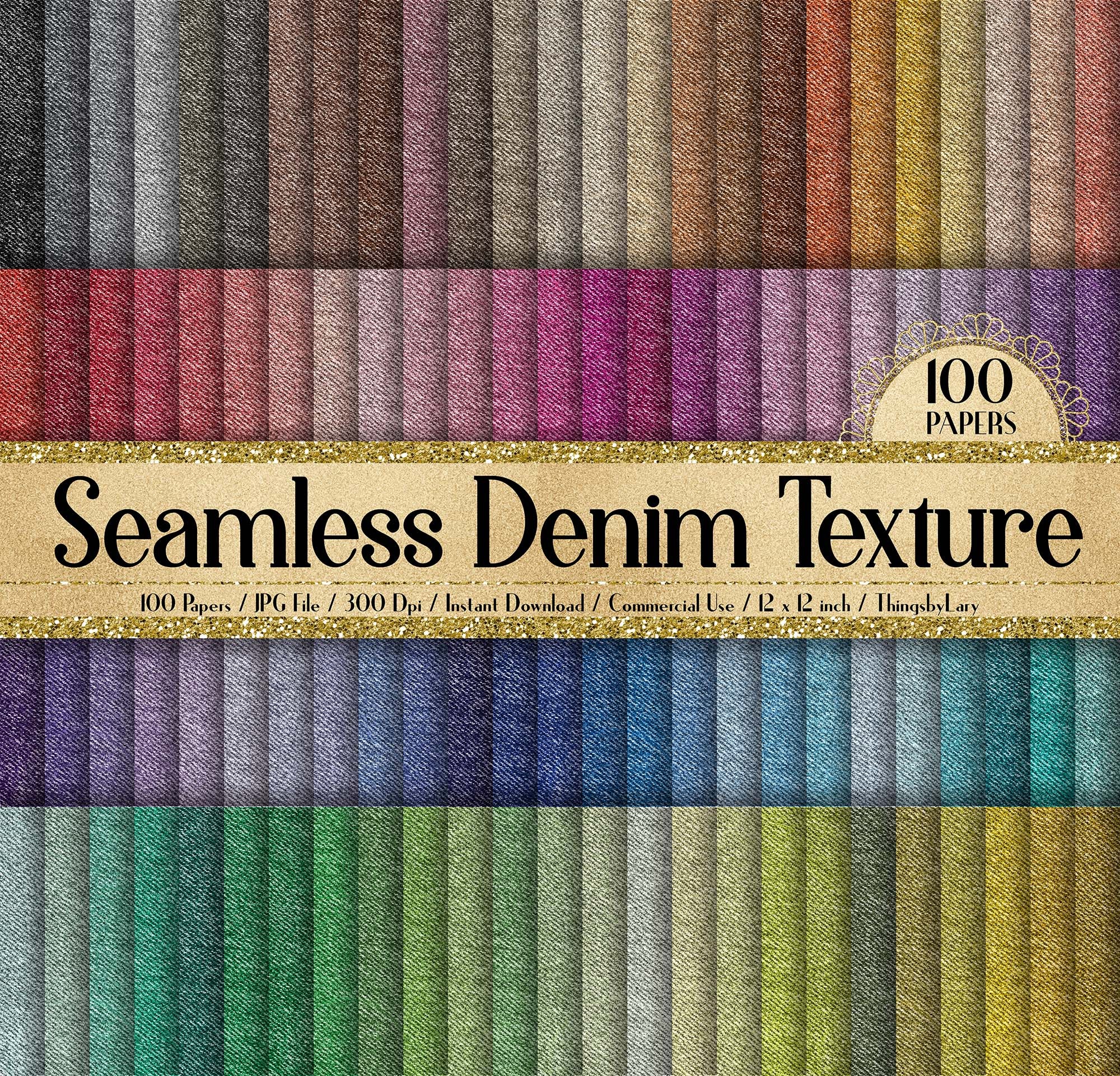 100 Seamless Denim Jeans Texture Digital Papers 12x12