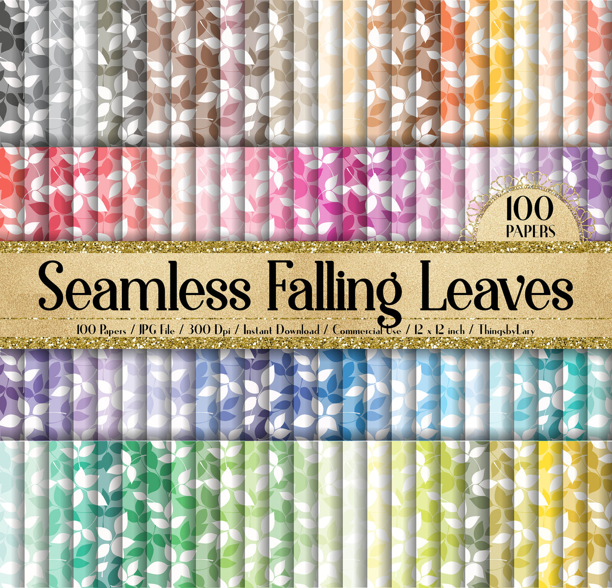 100 Seamless Falling Leaves Pattern Botanical Digital Papers – ThingsbyLary