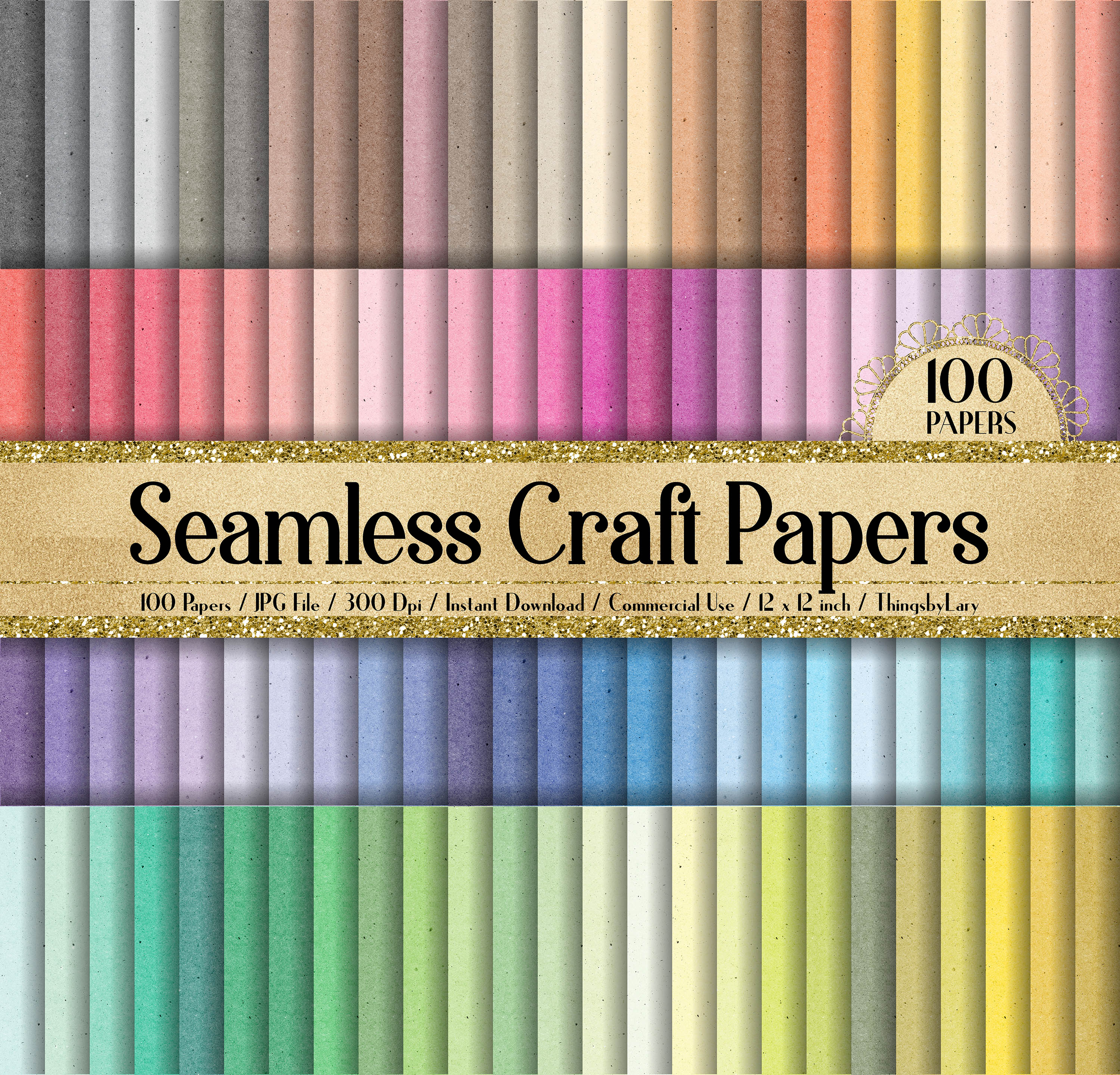 100 Seamless Tileable Craft Digital Papers 12x12