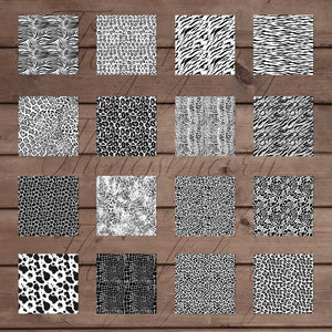 16 Seamless Black & White Animal Skin Prints Digital Papers