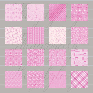 16 Seamless Pink Christmas Digital Papers