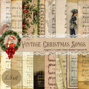 16 Vintage Christmas Old Music Sheet Digital Papers