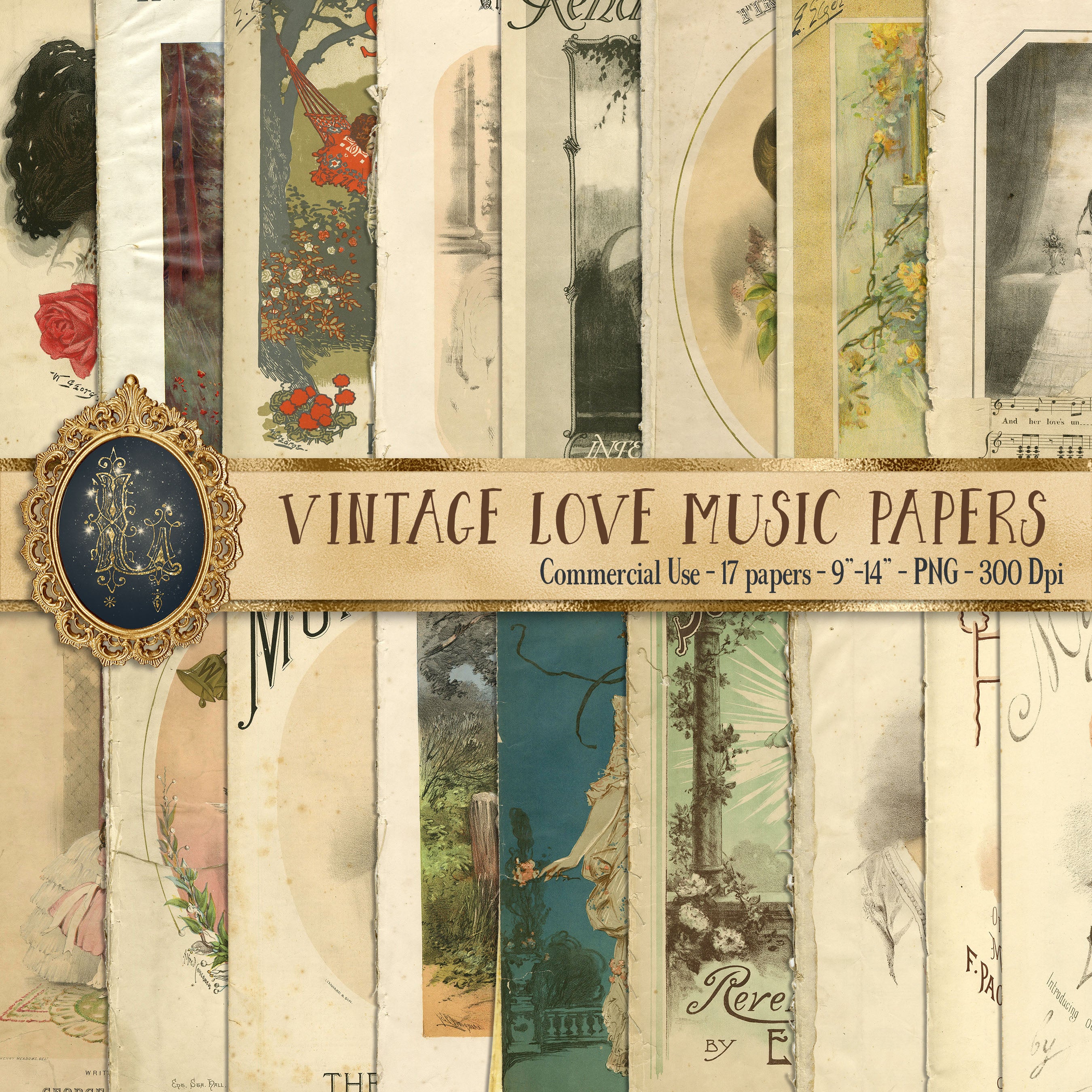17 Antique Love Music Sheets Love Songs Digital Papers