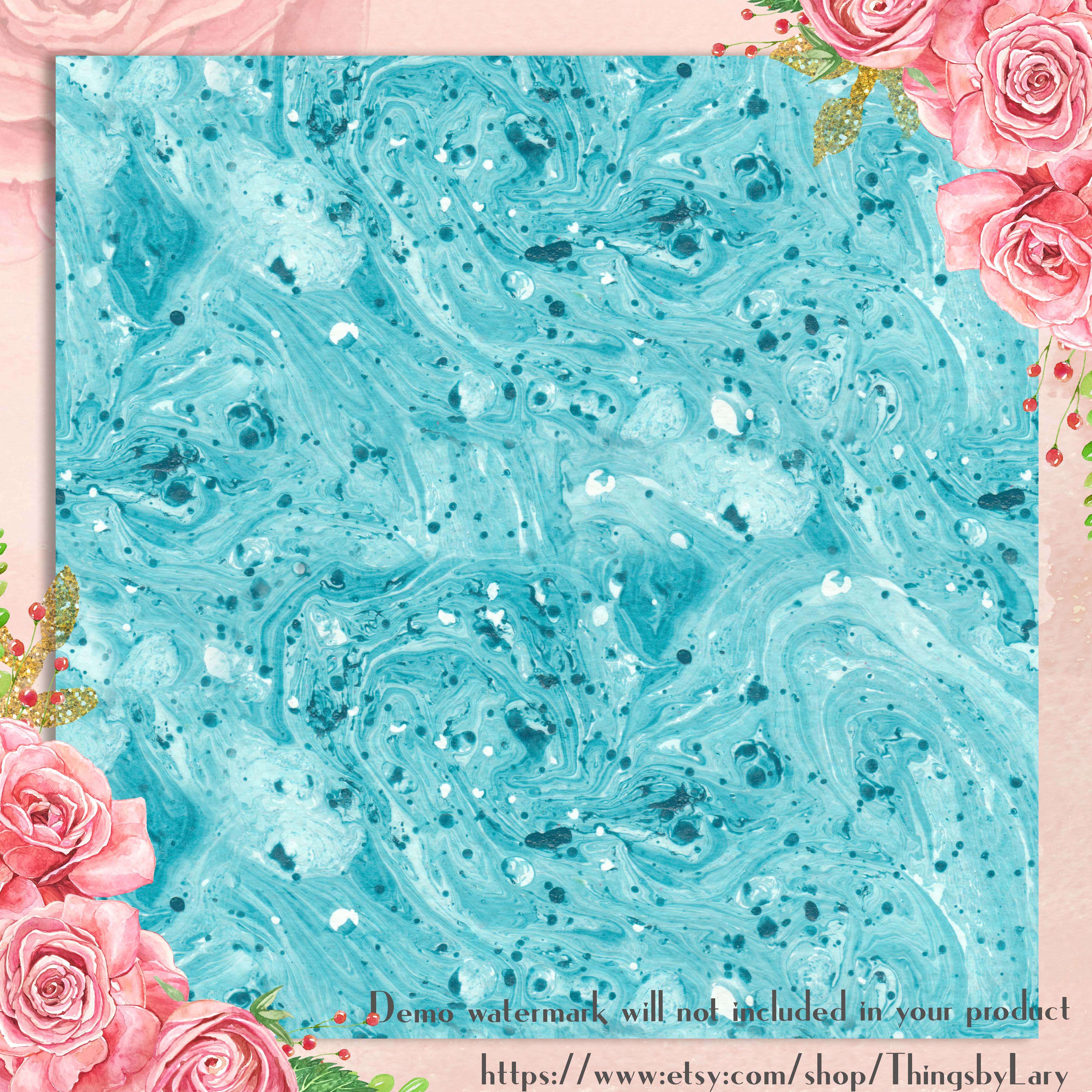 24 Teal Painted Texture Digital Papers