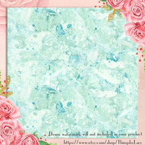 24 Teal Painted Texture Digital Papers