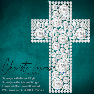 32 Diamond Pearl Rhinestone Christian cross religious Easter