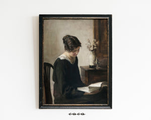 Portrait a Lady Reading Book