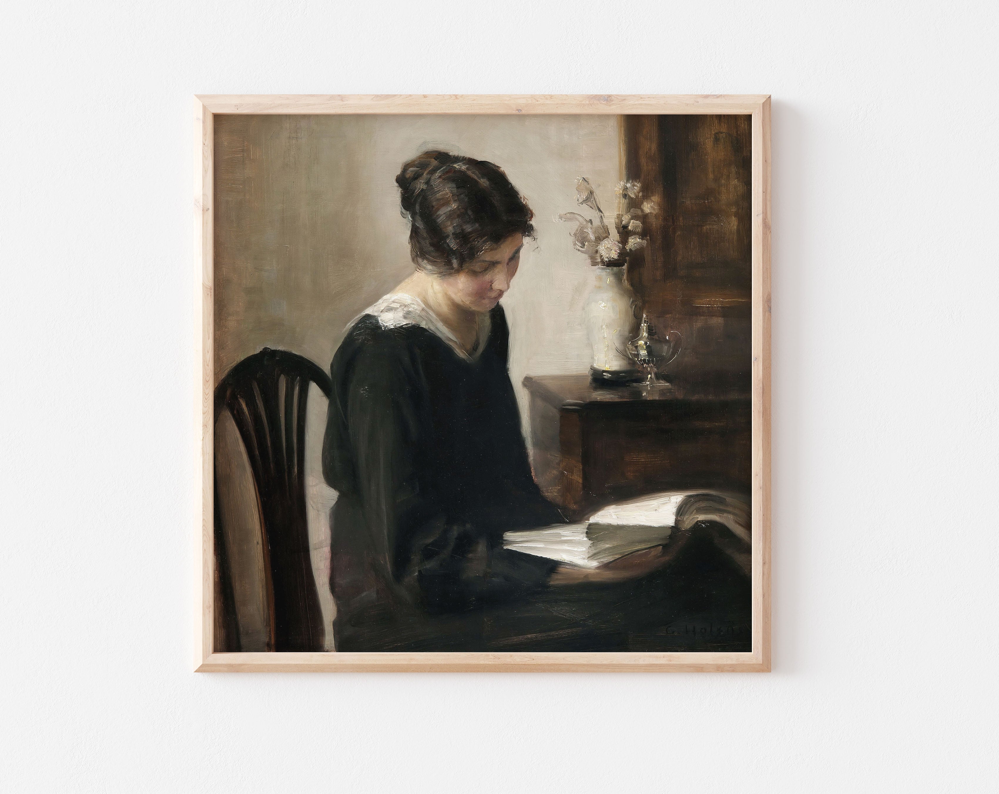 Portrait a Lady Reading Book