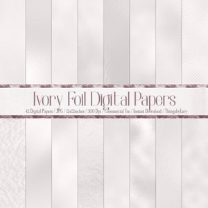 42 Ivory Cream Light Rosegold Foil Texture Digital Papers