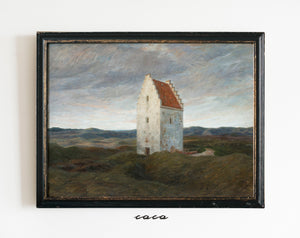 Old Church in Grassland Oil Painting