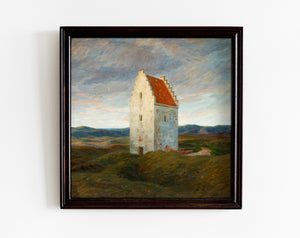 Old Church in Grassland Oil Painting