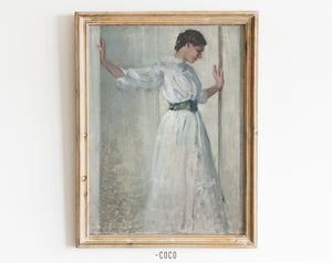 Portrait of a Lady in White Oil Painting