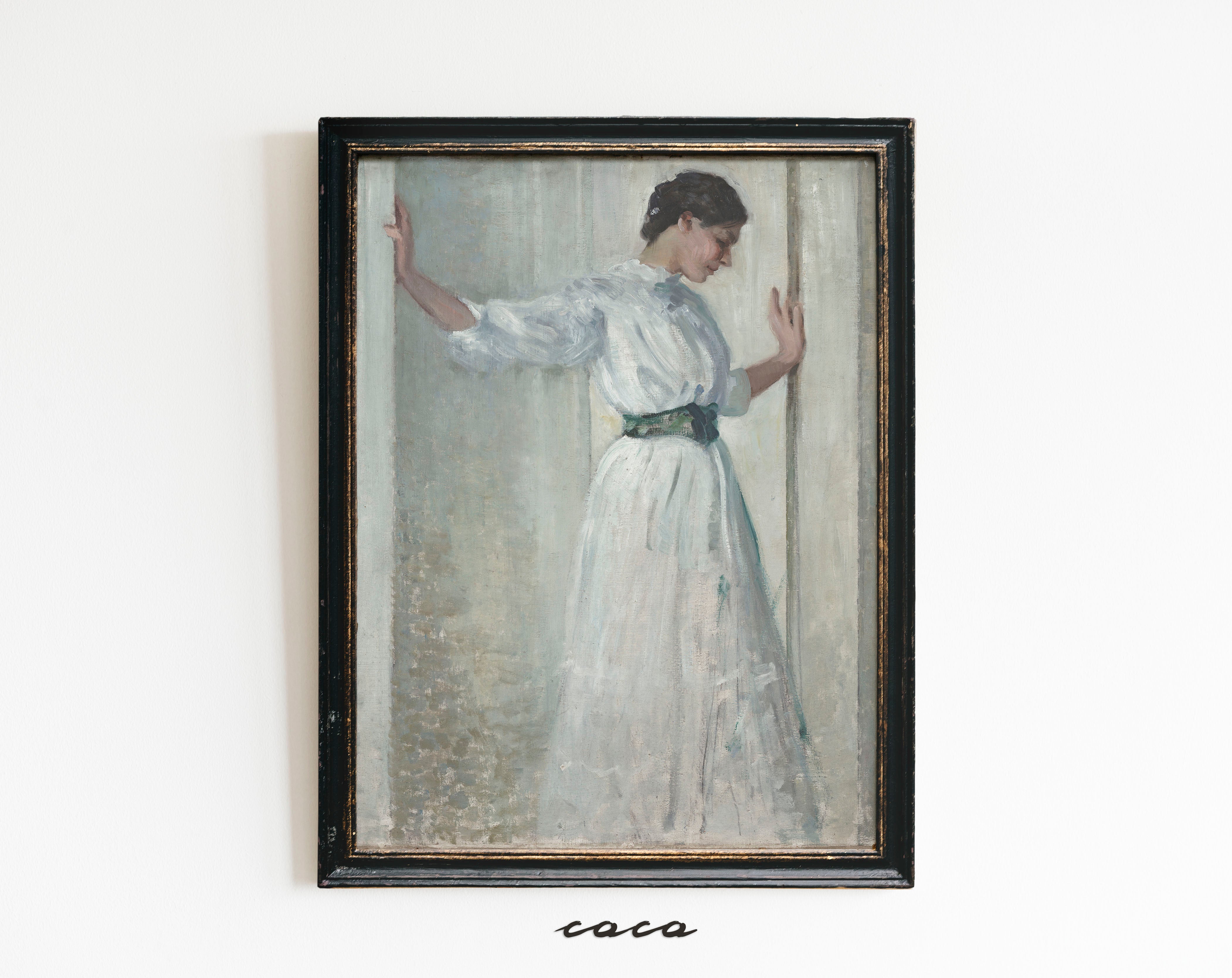 Portrait of a Lady in White Oil Painting